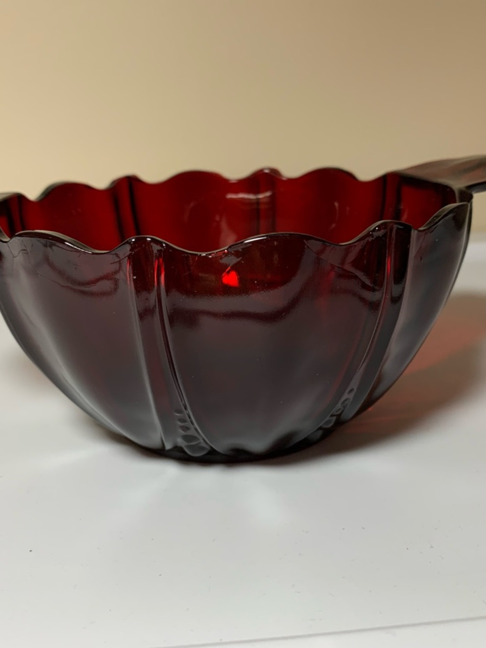 Anchor Hocking Ruby Glass Oyster and Pearl Bowl